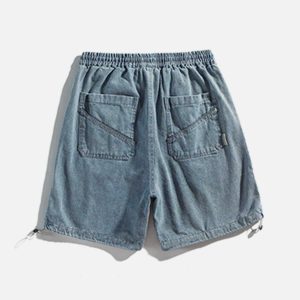 youthful drawstring label shorts   trending urban look 7653