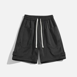youthful drawstring shorts with large pockets   urban chic 3082