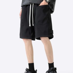 youthful drawstring shorts with large pockets   urban chic 4739