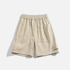 youthful drawstring shorts with large pockets   urban chic 7132