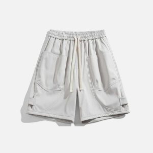 youthful drawstring shorts with large pockets   urban chic 7503