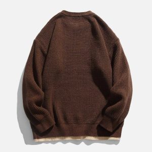 youthful dual layer waffle sweater unique & trendy 2043