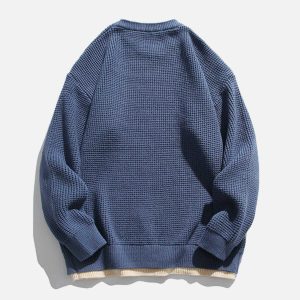 youthful dual layer waffle sweater unique & trendy 4855