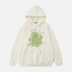youthful embroidery ghost hoodie   chic urban streetwear 2026