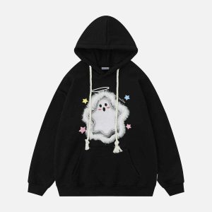 youthful embroidery ghost hoodie   chic urban streetwear 2200