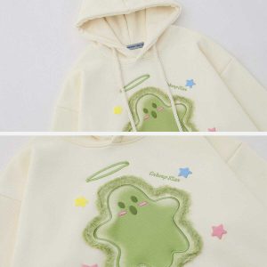 youthful embroidery ghost hoodie   chic urban streetwear 2970