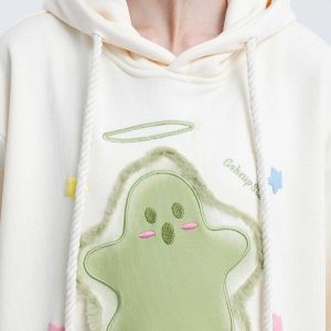 youthful embroidery ghost hoodie   chic urban streetwear 7251
