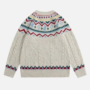 youthful fair isle knit sweater classic & vibrant style 5333