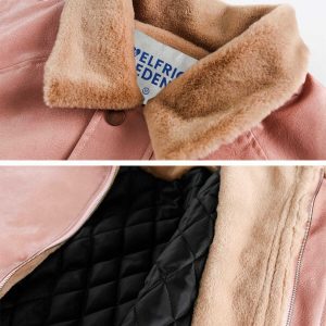 youthful faux leather bomber chic fur collar design 8708