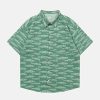 youthful fish print shirt short sleeve & trendy design 5718