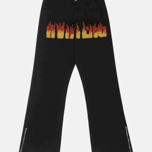 youthful flame alphabet embroidered pants streetwise appeal 2782