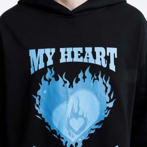 youthful flame heart hoodie   trendy & urban streetwear 2050