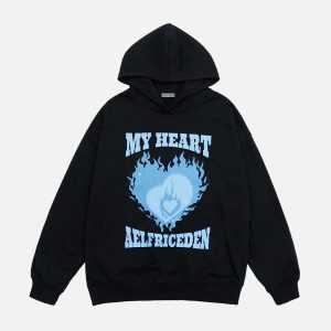 youthful flame heart hoodie   trendy & urban streetwear 2601