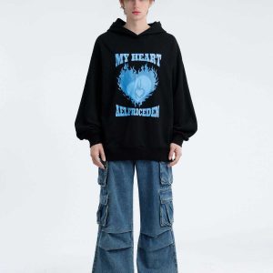 youthful flame heart hoodie   trendy & urban streetwear 7785