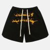 youthful flame letter shorts dynamic streetwear design 7083