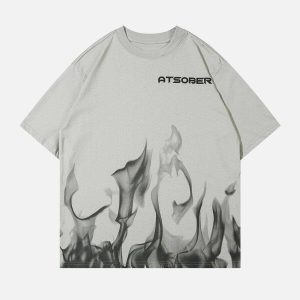 youthful flame print cotton tee   streetwear essential 1953