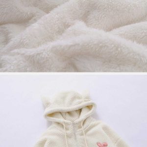 youthful flocked rabbit sherpa hoodie cozy & iconic style 2386