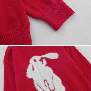 youthful flocking bunny sweater   retro charm meets cozy 5526