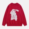 youthful flocking bunny sweater   retro charm meets cozy 5712