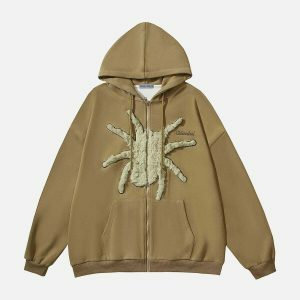 youthful flocking spider hoodie   urban & trendy design 8505