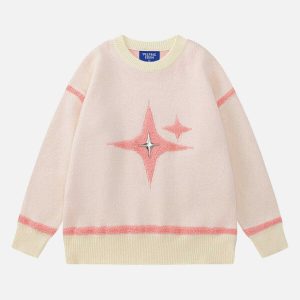 youthful flocking star sweater   chic & trendy design 2339