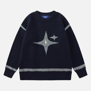 youthful flocking star sweater   chic & trendy design 2845