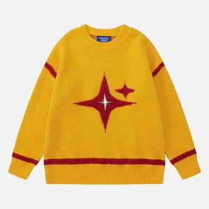 youthful flocking star sweater   chic & trendy design 3353