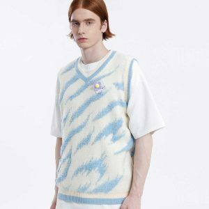 youthful flocking zebra sweater vest   chic urban appeal 5200