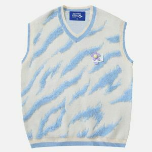 youthful flocking zebra sweater vest   chic urban appeal 6597