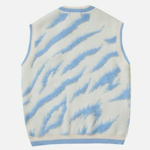 youthful flocking zebra sweater vest   chic urban appeal 7052