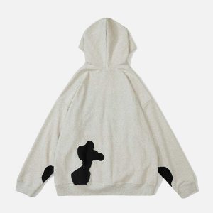 youthful foam print hoodie with ripped detail urban appeal 1331