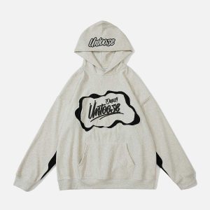 youthful foam print hoodie with ripped detail urban appeal 4485