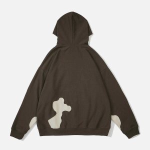 youthful foam print hoodie with ripped detail urban appeal 6714