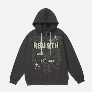youthful foam skeleton hoodie   streetwear with an edgy print 2588