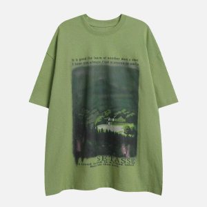 youthful forest house print tee   nature meets urban style 3508