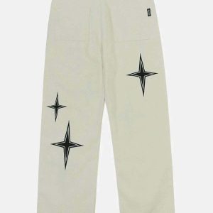 youthful four point star print pants   streetwear icon 1487
