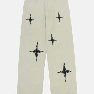 youthful four point star print pants   streetwear icon 3665