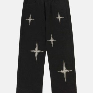 youthful four point star print pants   streetwear icon 6695
