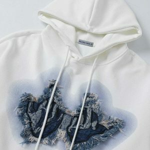 youthful fringe applique hoodie   chic urban streetwear 3934