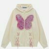 youthful fringe butterfly hoodie   washed look trendsetter 1671