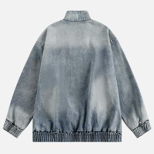 youthful fringe embroidery sweatshirt washed look 8981