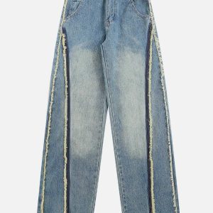 youthful fringe line jeans   trending urban streetwear 6840