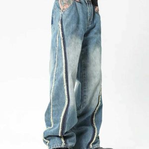 youthful fringe line jeans   trending urban streetwear 8148