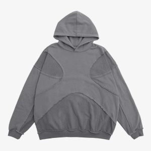 youthful fringe patchwork hoodie   urban & trendy design 5842