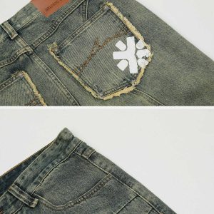 youthful fringe pocket jeans   chic urban streetwear 2722