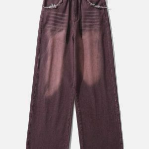 youthful fringe pocket jeans   loose fit urban trend 1226