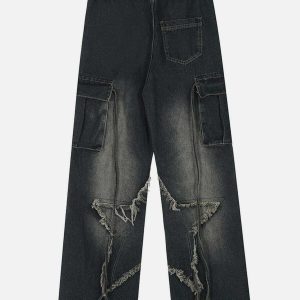 youthful fringe star jeans   washed & edgy streetwear 7222