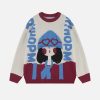 youthful fun patch jacquard sweater   eclectic streetwear 2187