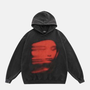 youthful ghost shadow graphic hoodie dynamic street style 5370
