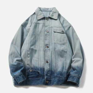 youthful gradient denim jacket   iconic streetwear piece 5221